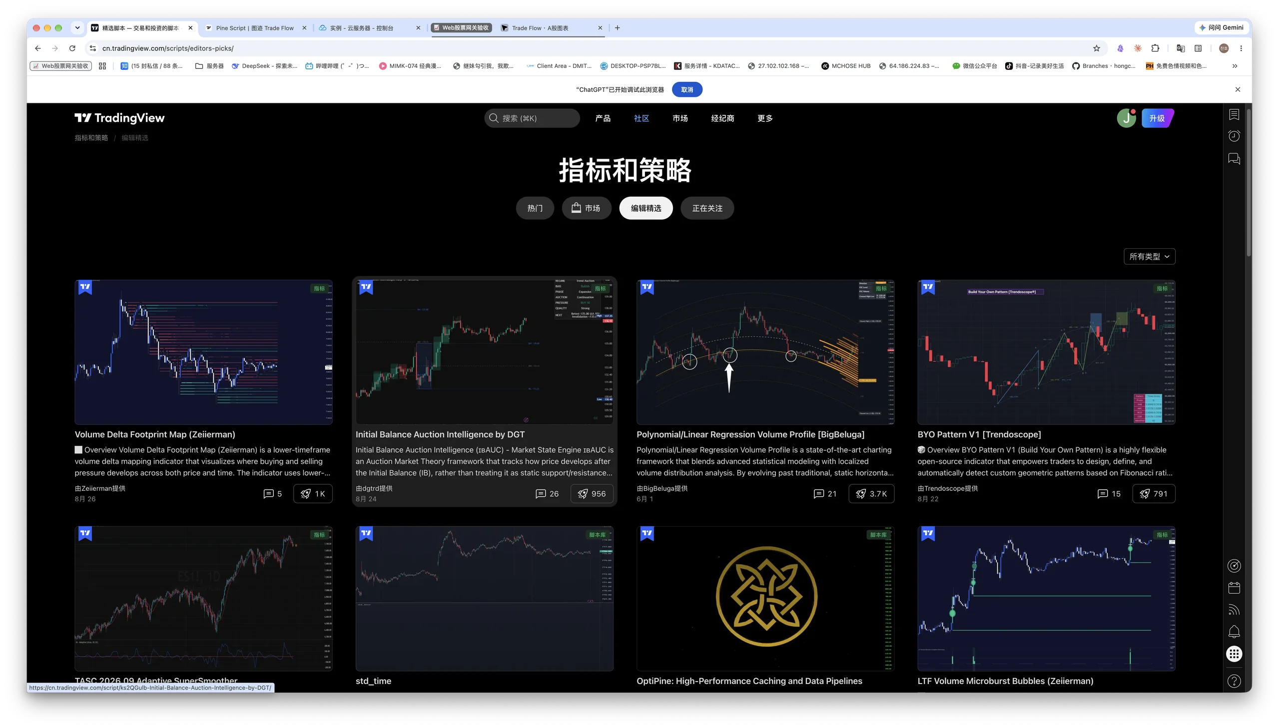 TradingView 社区编辑精选指标页面